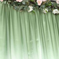 8ftx10ft Sage Green Satin Event Curtain Drapes, Backdrop Event Panel