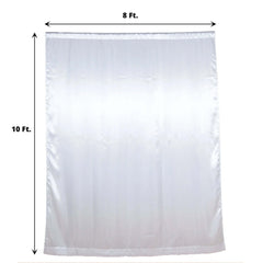 8ftx10ft White Satin Event Curtain Drapes, Backdrop Event Panel
