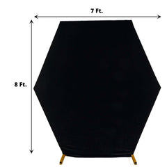 8ftx7ft Black Soft Velvet Fitted Hexagon Wedding Arbor Cover