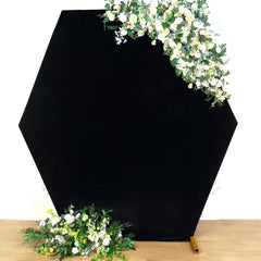 8ftx7ft Black Soft Velvet Fitted Hexagon Wedding Arbor Cover