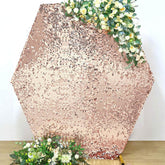 8ftx7ft Rose Gold Big Payette Sequin Sparkly Hexagon Backdrop Stand Cover