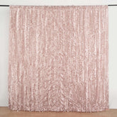 8ftx8ft Dusty Rose 3D Leaf Petal Taffeta Event Curtain Drapes, Backdrop Event Panel With Rod Pocket