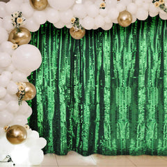 8ftx8ft Green 3D Leaf Petal Taffeta Event Curtain Drapes, Backdrop Event Panel With Rod Pocket