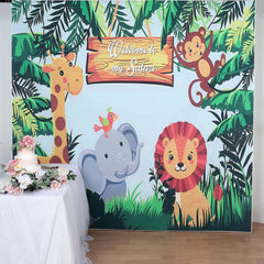 8ftx8ft Jungle Animal "Welcome To My Safari" Vinyl Photo Backdrop