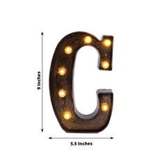 LED Marquee Letter "C" Industrial Style Antique Black - Light-Up Alphabet Sign for Weddings & Displays 9"
