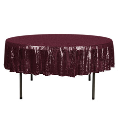 90" Burgundy Sequin Round Tablecloth