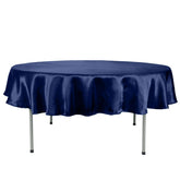 90" Navy Blue Satin Round Tablecloth