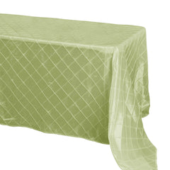 90" x 132" Apple Green Taffeta Pintuck Seamless Rectangular Tablecloth for 6 Foot Table With Floor-Length Drop