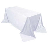 90"x132" White Seamless Premium Velvet Rectangle Tablecloth, Reusable Linen for 6 Foot Table With Floor-Length Drop