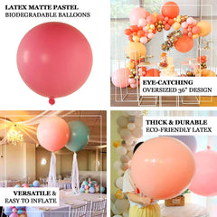 5 Pack Large Matte Pastel Blush Biodegradable Balloons, 36" Round Eco-friendly Thickened Latex Party Balloons