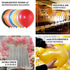 50 Pack White Biodegradable Balloons, 12" Thickened Extra Strong Eco-friendly Latex Helium Party Balloons