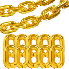 16ft Jumbo Chain Link Balloons in Gold, 30pack 8x12" Durable Foil Chain Balloons for 90s Hip Hop Party Decorations, Event Decor