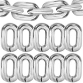 16ft Jumbo Chain Link Balloons in Silver, 30pack 8x12" Durable Foil Chain Balloons for 90s Hip Hop Party Decorations, Event Decor