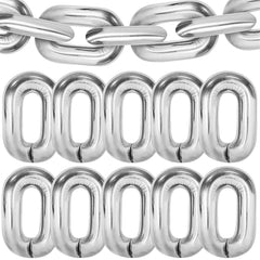 16ft Jumbo Chain Link Balloons in Silver, 30pack 8x12" Durable Foil Chain Balloons for 90s Hip Hop Party Decorations, Event Decor