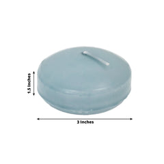 12 Pack 3" Dusty Blue Floating Candles, Unscented Dripless Wax Discs for Centerpieces