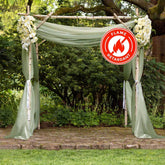 5ftx14ft Premium Dusty Sage Green Chiffon Curtain Panel, Durable Flame Resistant Backdrop Ceiling Drapery With Rod Pocket