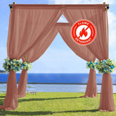 5ftx14ft Premium Terracotta (Rust) Chiffon Curtain Panel, Durable Flame Resistant Backdrop Ceiling Drapery With Rod Pocket