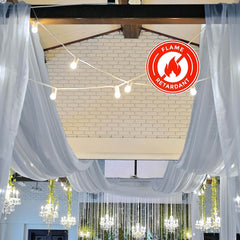 10ftx30ft Dusty Blue Sheer Ceiling Drape Curtain Panels Durable Flame Resistant Fabric