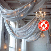 5ftx32ft Premium Silver Chiffon Curtain Panel, Durable Flame Resistant Backdrop Ceiling Drapery With Rod Pocket