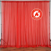 2 Pack Red Sheer Chiffon Event Curtain Drapes, Durable Flame Resistant Premium Organza Backdrop Event Panels With Rod Pockets - 10ftx10ft