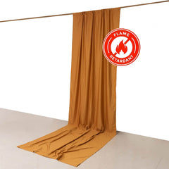 Gold Scuba Polyester Event Curtain Drapes, Durable Flame Resistant Backdrop Event Panel Wrinkle Free with Rod Pockets - 5ftx14ft