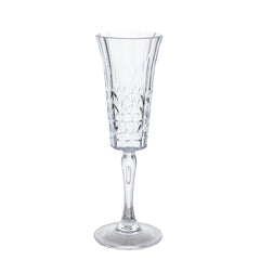 6 Pack 6oz Shatterproof Plastic Champagne Flutes with Embossed Leaf Pattern, Clear Reusable Cocktail Wine Glasses - 8.5"