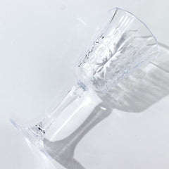 6 Pack Shatterproof Plastic Cocktail Glasses Clear with Embossed Leaf Pattern, 10oz Reusable Wine Glasses - 8"