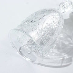 24-Pack Clear Plastic Wine Glasses 10oz – Vintage Goblets with Retro Embossed Design, Elegant Drinkware - 7" Tall