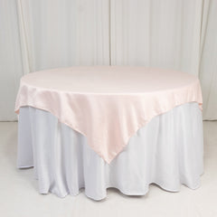Lamour Satin 72"x72" Table Overlay Square Tablecloth Blush - Smooth Finish Table Topper