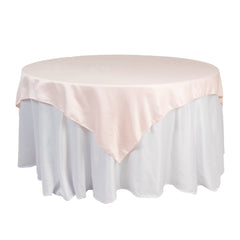 Lamour Satin 72"x72" Table Overlay Square Tablecloth Blush - Smooth Finish Table Topper