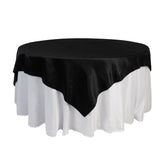 Lamour Satin 72"x72" Table Overlay Square Tablecloth Black - Smooth Finish for Luxurious Events
