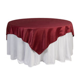 Lamour Satin 72"x72" Table Overlay Square Tablecloth Burgundy - Smooth Finish Table Topper