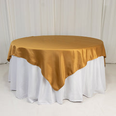 Lamour Satin 72"x72" Table Overlay Square Tablecloth Gold - Smooth Finish for Luxurious Events