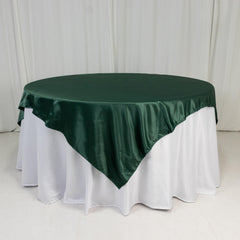 Lamour Satin 72"x72" Table Overlay Square Tablecloth Hunter Emerald Green - Smooth Finish Table Topper