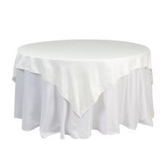 Lamour Satin 72"x72" Table Overlay Square Tablecloth Ivory - Smooth Finish Table Topper