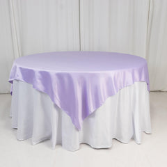 Lamour Satin 72"x72" Table Overlay Square Tablecloth Lavender Lilac - Smooth Finish Table Topper
