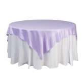 Lamour Satin 72"x72" Table Overlay Square Tablecloth Lavender Lilac - Smooth Finish Table Topper