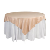 Lamour Satin 72"x72" Table Overlay Square Tablecloth Nude - Smooth Finish Table Topper