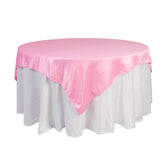Lamour Satin 72"x72" Table Overlay Square Tablecloth Pink - Smooth Finish Table Topper