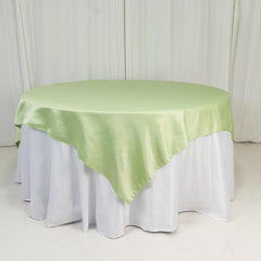 Lamour Satin 72"x72" Table Overlay Square Tablecloth Sage Green - Smooth Finish Table Topper