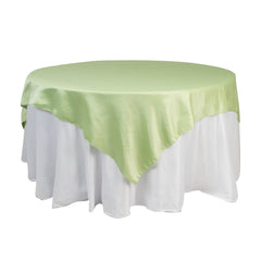 Lamour Satin 72"x72" Table Overlay Square Tablecloth Sage Green - Smooth Finish Table Topper