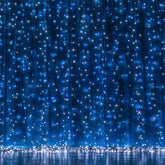 10ft Blue 300 LED Icicle Curtain Fairy String Lights with 8 Modes
