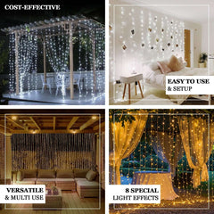 Blue 600 LED Twinkle Fairy Lights with 8 Modes, Plug In Connectable Curtain String Lights - 10ftx20ft