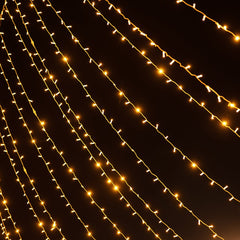 10ftx30ft LED Curtain String Lights, 8 Modes Warm White 900 LED Plug-in Waterproof Fairy Lights for Indoor Outdoor Backdrop
