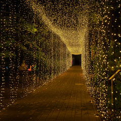 10ftx30ft LED Curtain String Lights, 8 Modes Warm White 900 LED Plug-in Waterproof Fairy Lights for Indoor Outdoor Backdrop