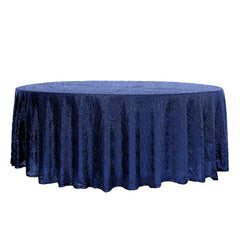 Sequin 108" Round Tablecloth Navy Blue - Glittering Finish Table Cover