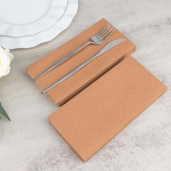 20-Pack Paper Linen-Like Napkins Terracotta (Rust) - Disposable Hygienic Airlaid Guest Towels 8.5"x4"