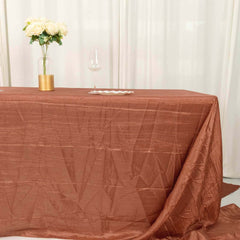 Taffeta 90"x156" Rectangle Tablecloth Terracotta (Rust) - Accordion Crinkle Seamless Table Cover