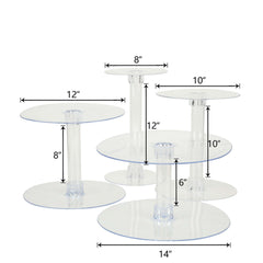 4-Tier Acrylic XL Cake Stand Set Clear - Sturdy & Lightweight Cupcake Holder Dessert Pedestal Centerpiece Risers in Assorted Sizes for Modern Minimalist Buffet Party Tables