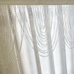 2 Pack Acrylic Crystal Beaded Curtain Valance with Polyester Rod Pocket, 23"x42" Triple Swag Diamond Cut Doorway Curtains